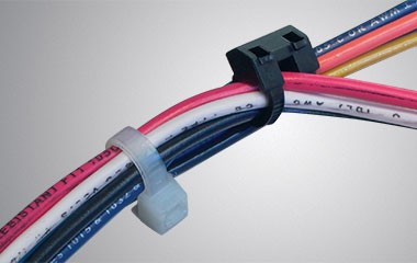 Speciality Cable Tie Fasteners securing a bundle of colored wires